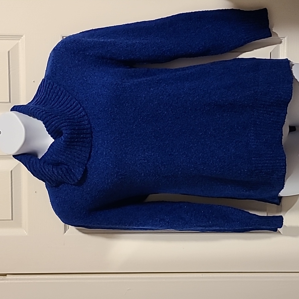Rafaella, blue, cowl neck, sweater. Size XL.